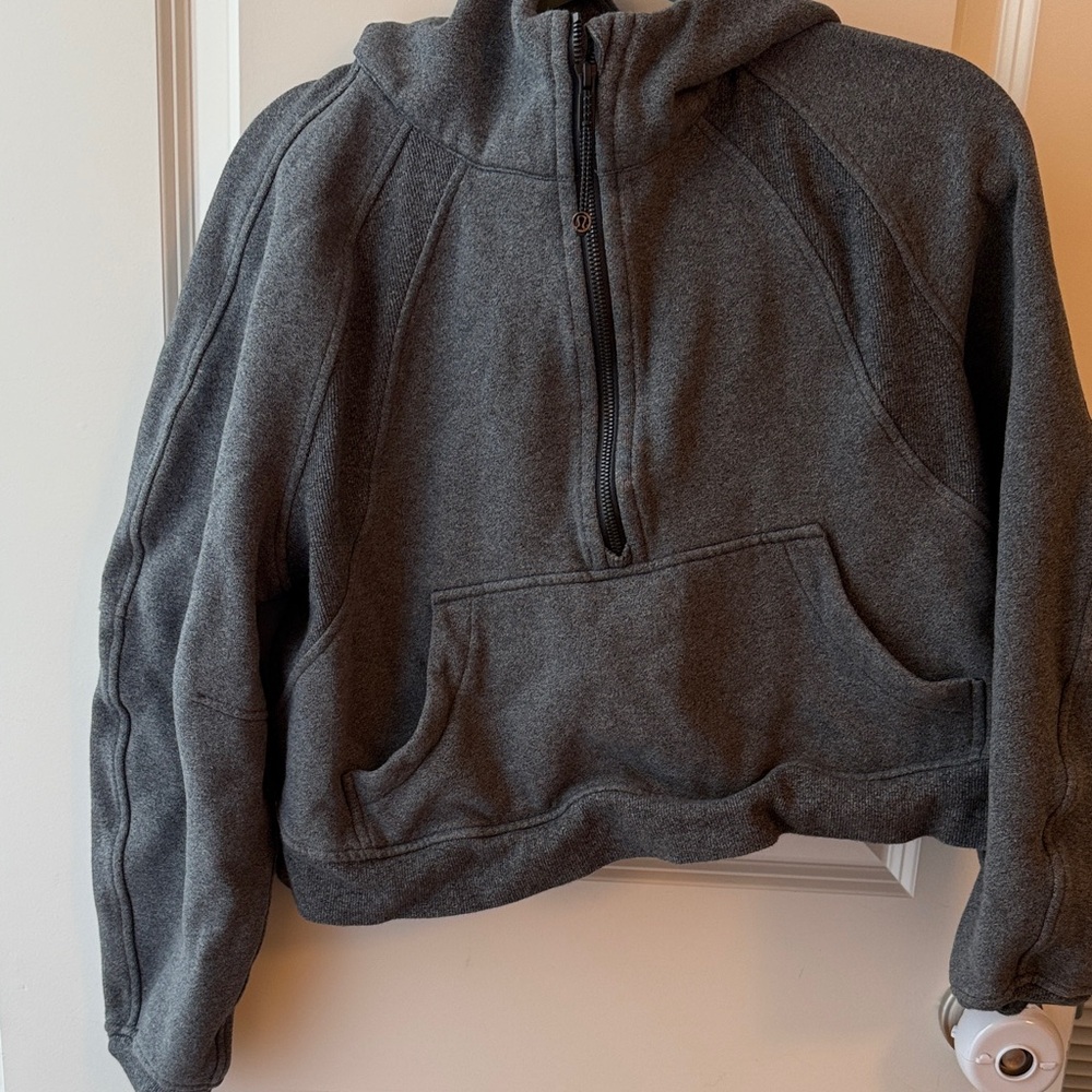 lululemon athletica cropped scuba dark Gray Hoodie